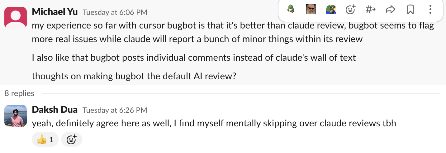 BugBot review on a pull request